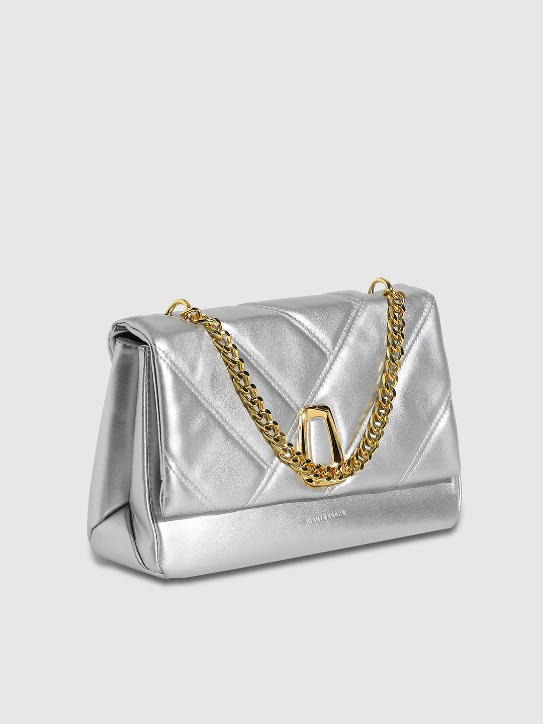 Quilted Chain Handbag - Silver