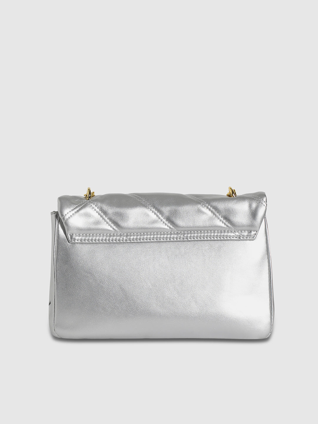 Quilted Chain Handbag - Silver