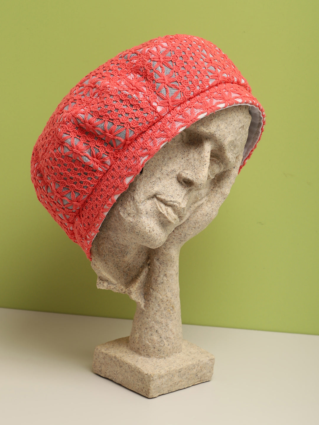 Red Textured Beret Hat