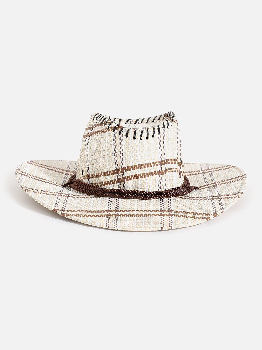 White & Beige Textured Cowboy Hat