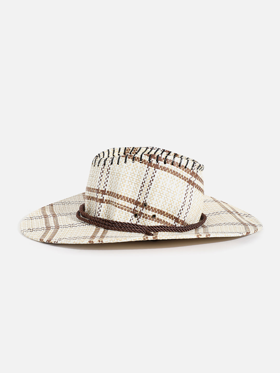 White & Beige Textured Cowboy Hat