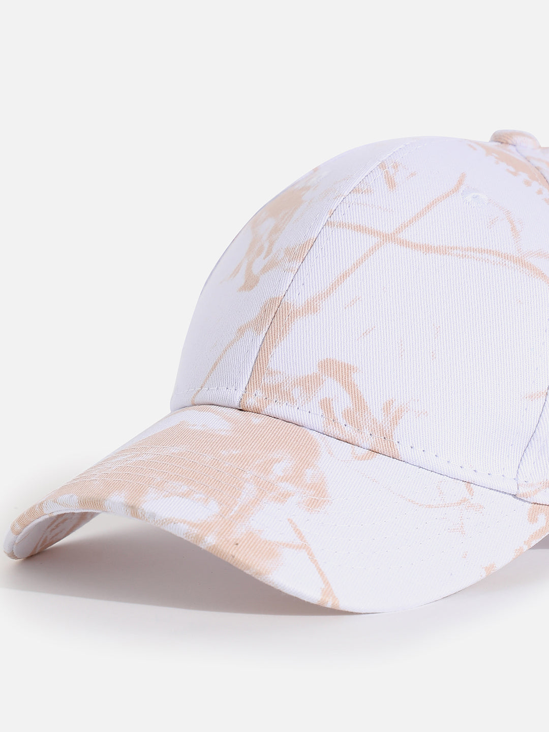 White & Beige Tie-Dye Textured Baseball Cap