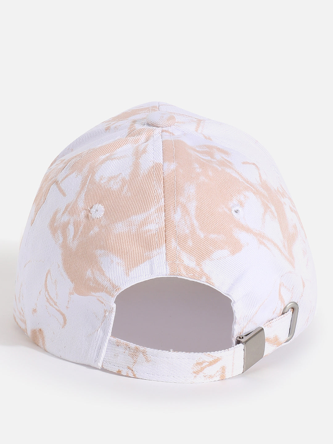 White & Beige Tie-Dye Textured Baseball Cap