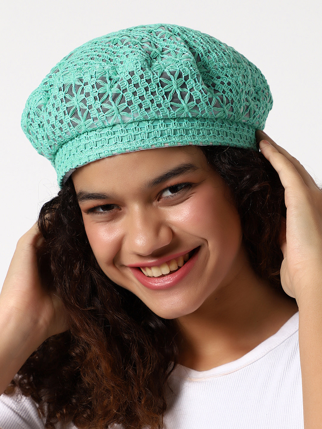 Mint Green Textured Beret Hat