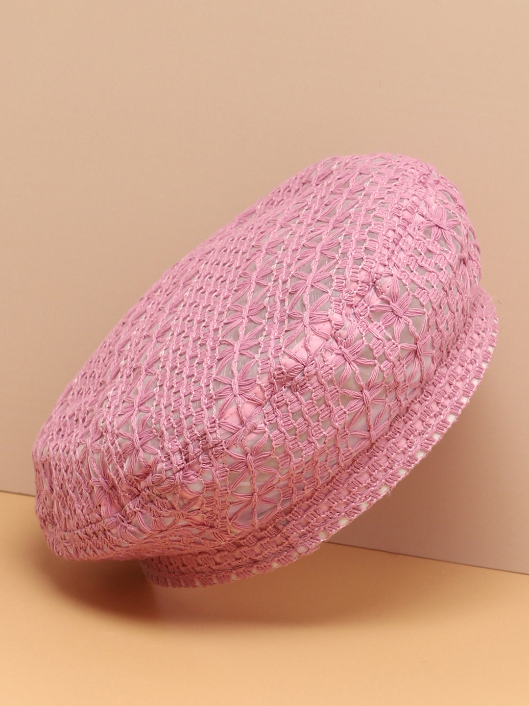 Pink Textured Beret Hat