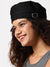 BLACK SOLID BERET HAT WITH BUCKLE DETAIL