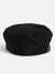 BLACK SOLID BERET HAT WITH BUCKLE DETAIL