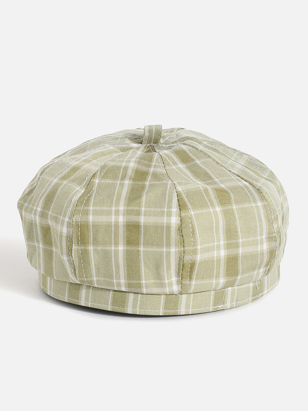 Sage Green Scottish Checked Textured Bakerboy Hat