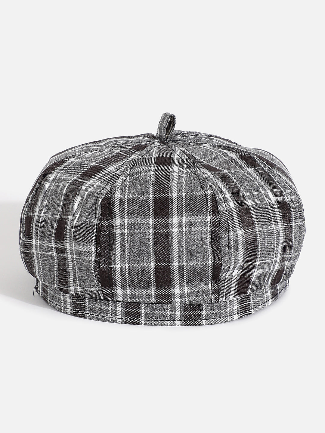 Black & Grey Scottish Checked Textured Bakerboy Hat