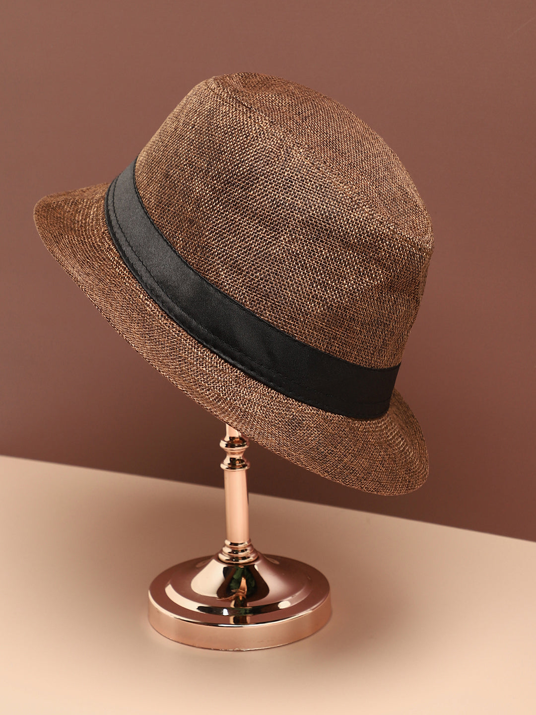 Brown Textured Fedora Hat