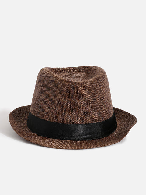 Brown Textured Fedora Hat