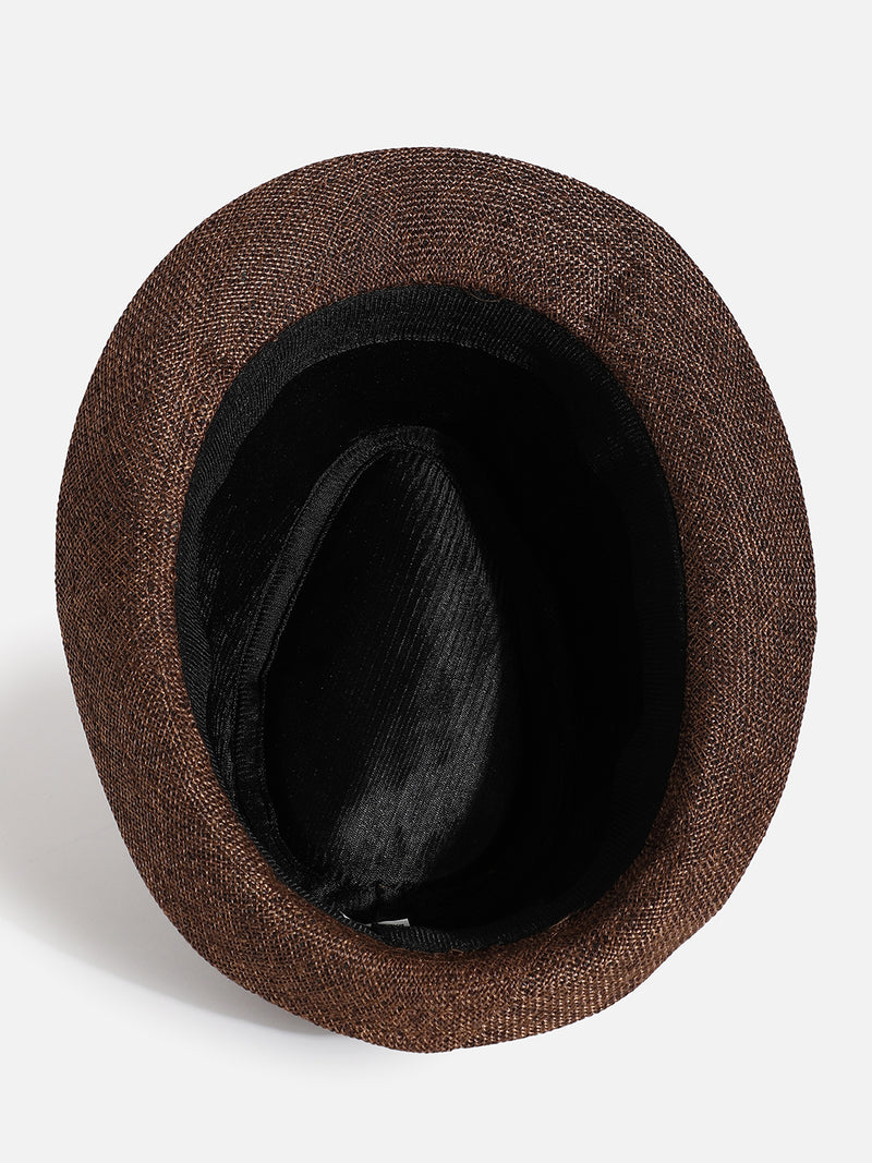 Brown Textured Fedora Hat