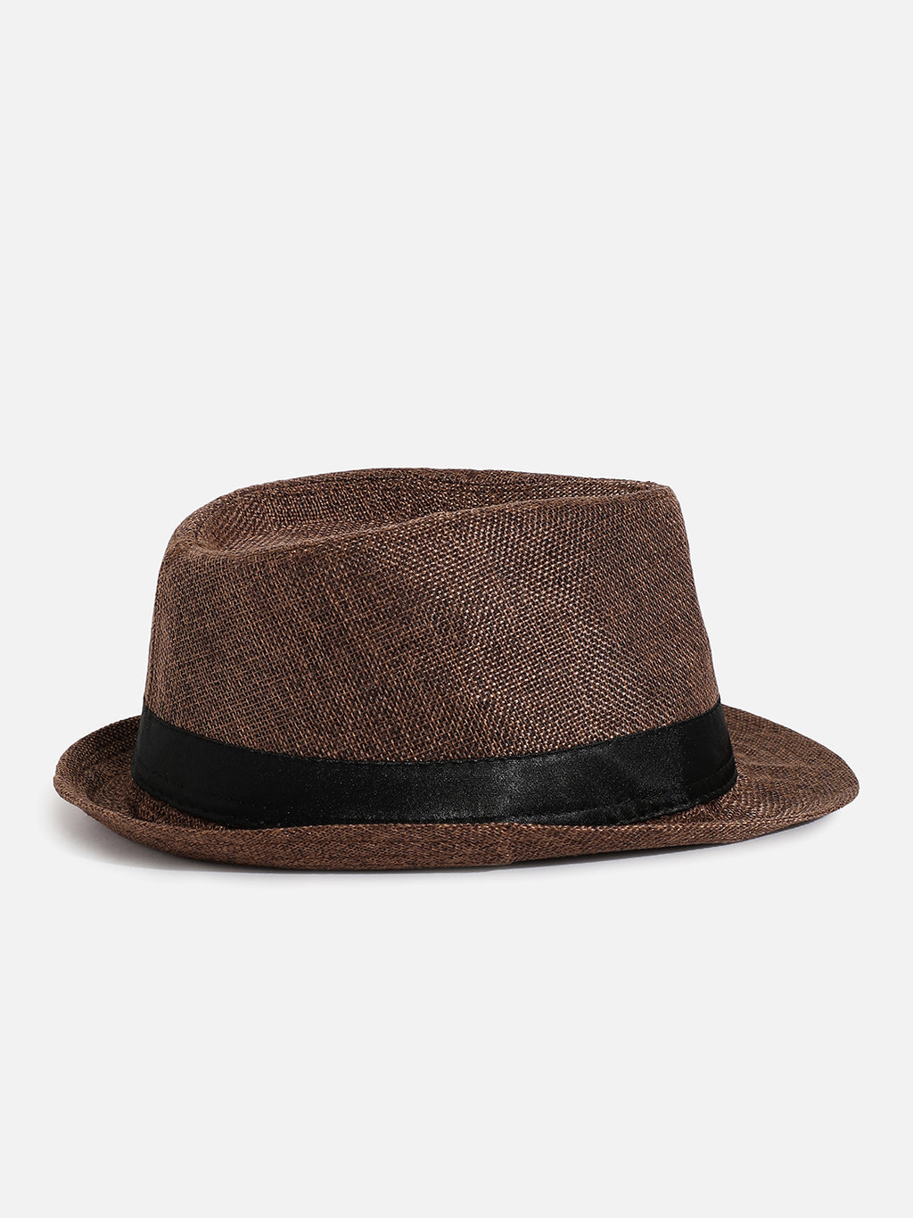 BROWN TEXTURED FEDORA HAT