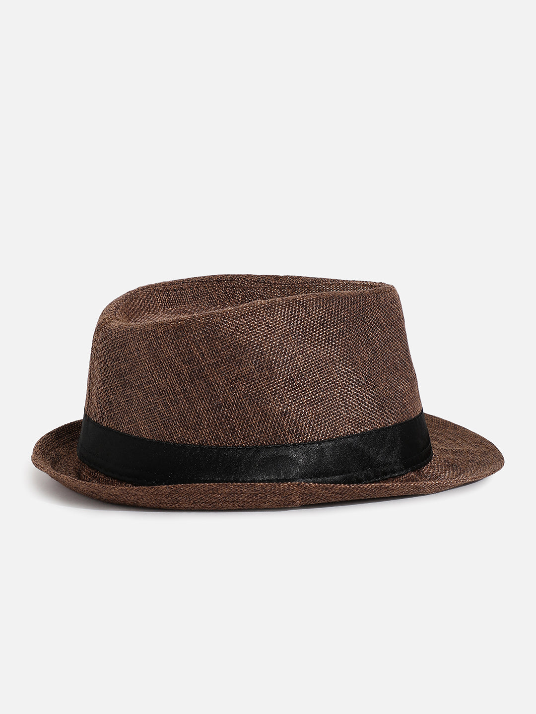 BROWN TEXTURED FEDORA HAT