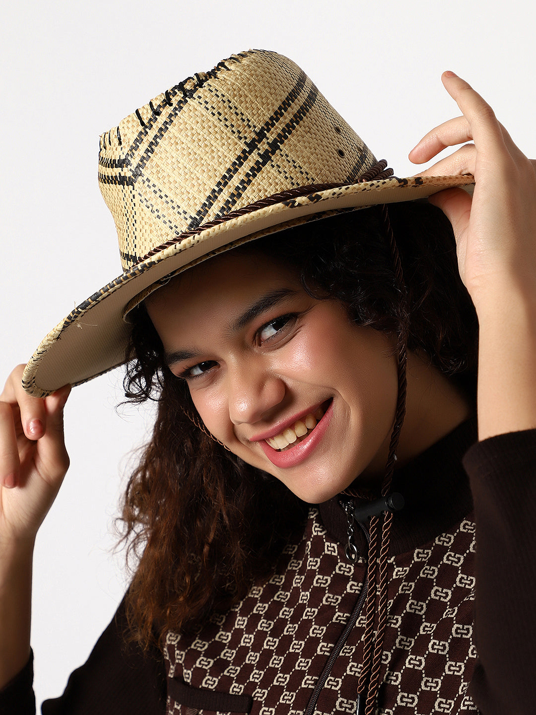 Beige Textured Cowboy Hat