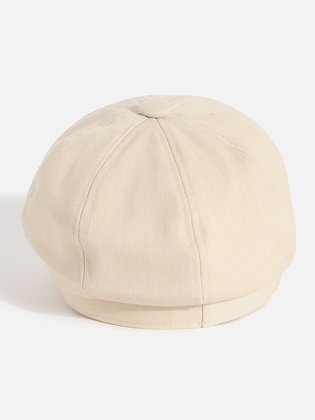 White Solid Bakerboy Cap With Buckle Detail