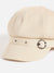 WHITE SOLID BAKERBOY CAP WITH BUCKLE DETAIL