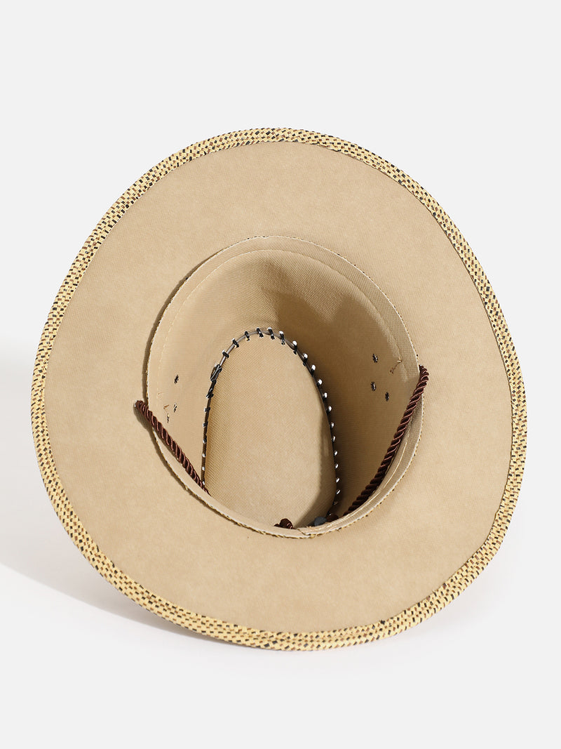 BEIGE TEXTURED  COWBOY HAT