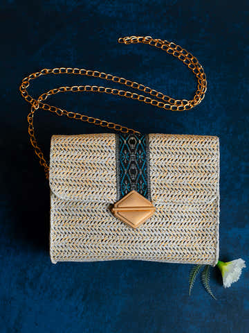 Hessian Beige Cross Body Bag