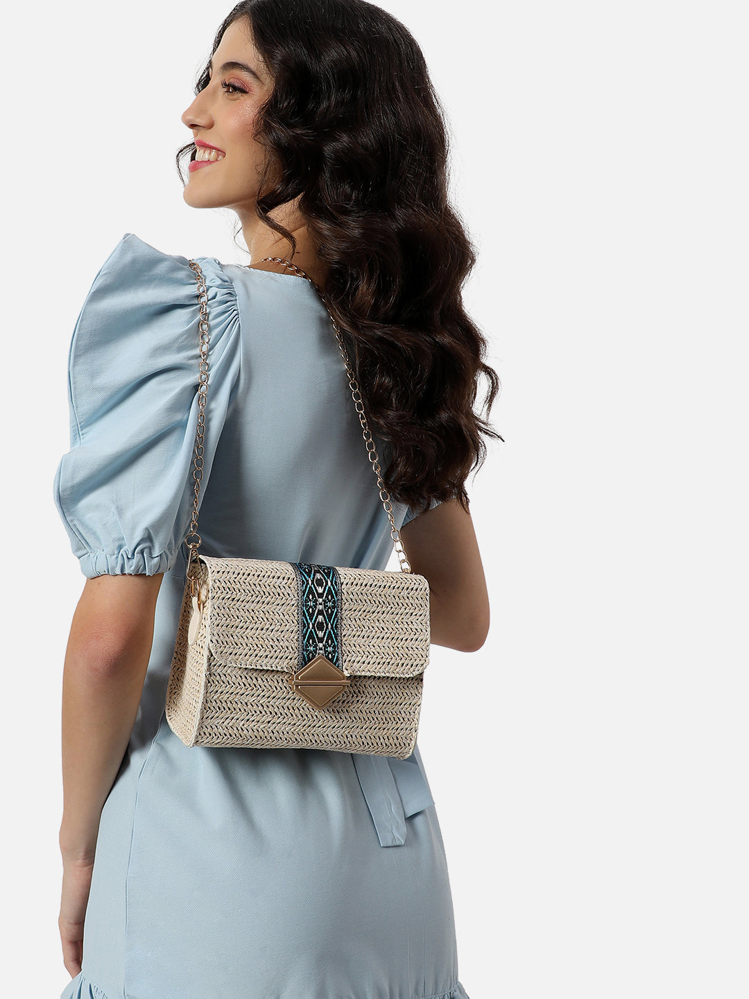 Hessian Beige Cross Body Bag