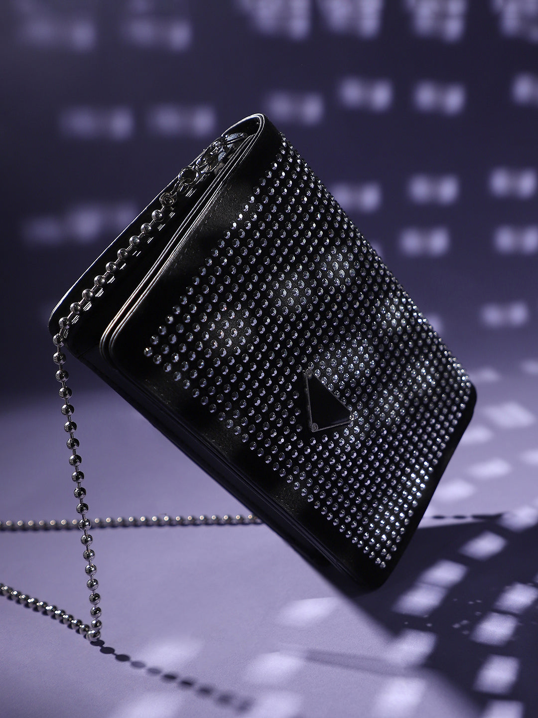 Studded Triangle Sling Bag - Black