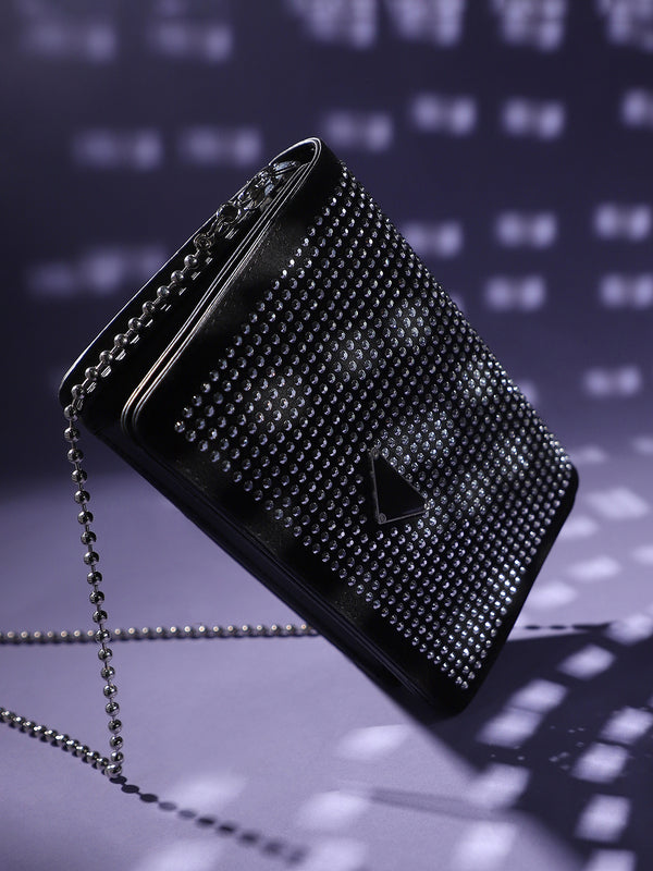 Studded Triangle Sling Bag - Black
