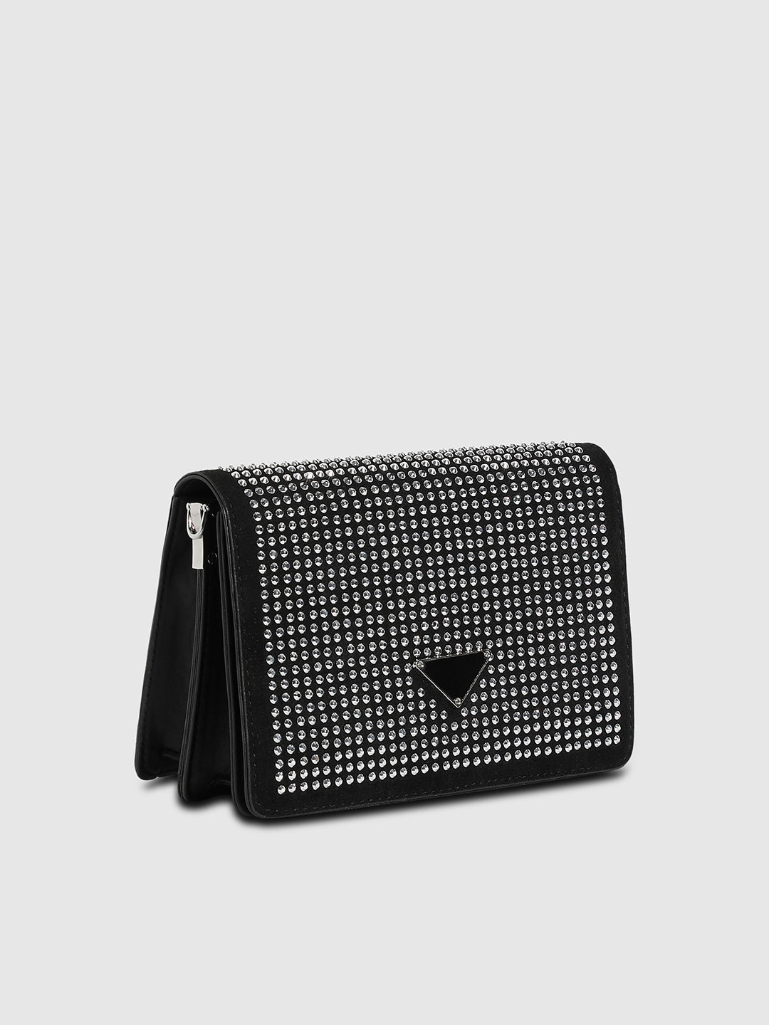 Studded Triangle Sling Bag - Black
