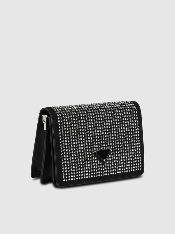 Studded Triangle Sling Bag - Black