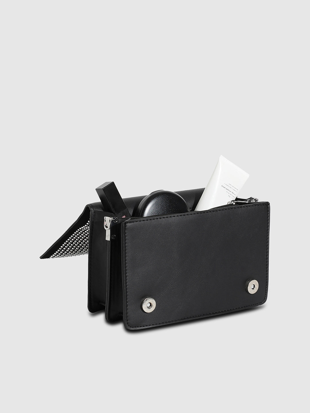 Studded Triangle Sling Bag - Black