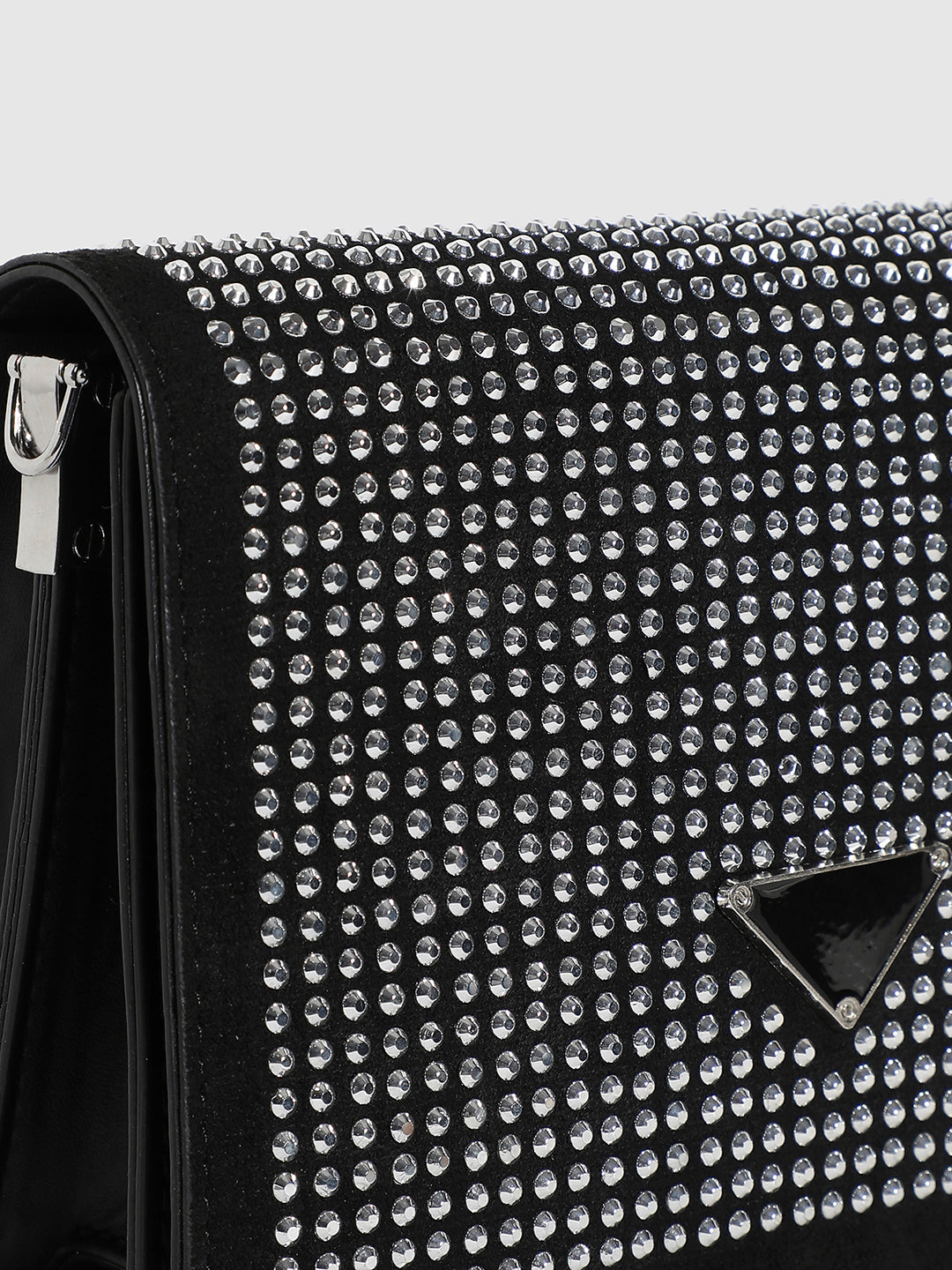 Studded Triangle Sling Bag - Black