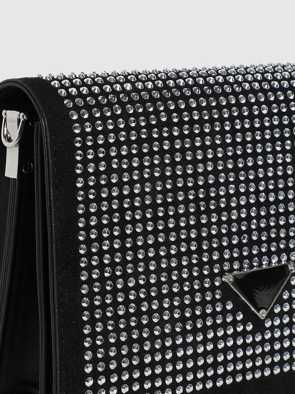 Studded Triangle Sling Bag - Black