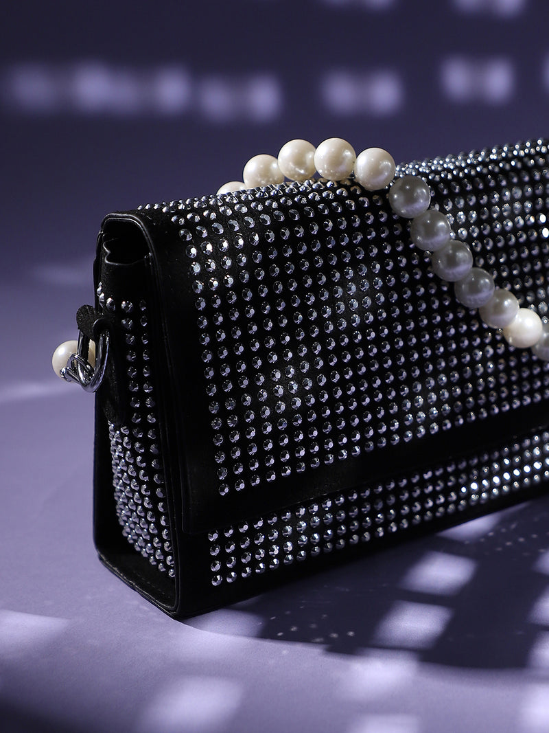 All Over Studs Sling Bag - Black