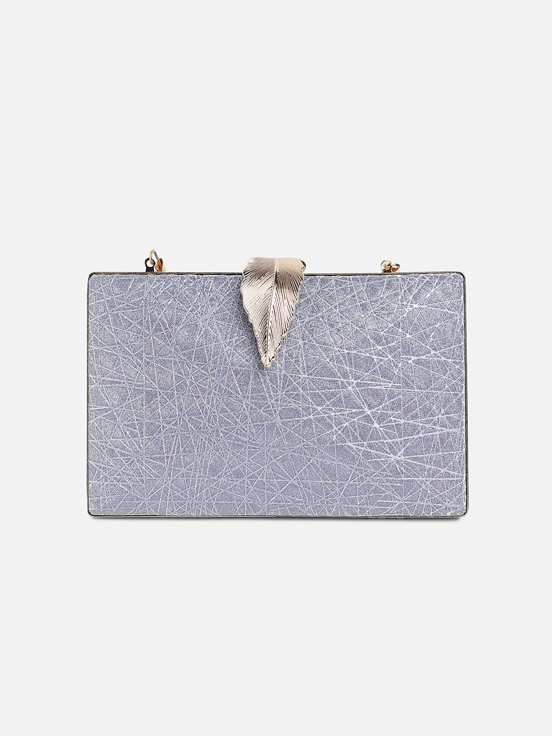 Silver Textured Vegan Leather Clutch