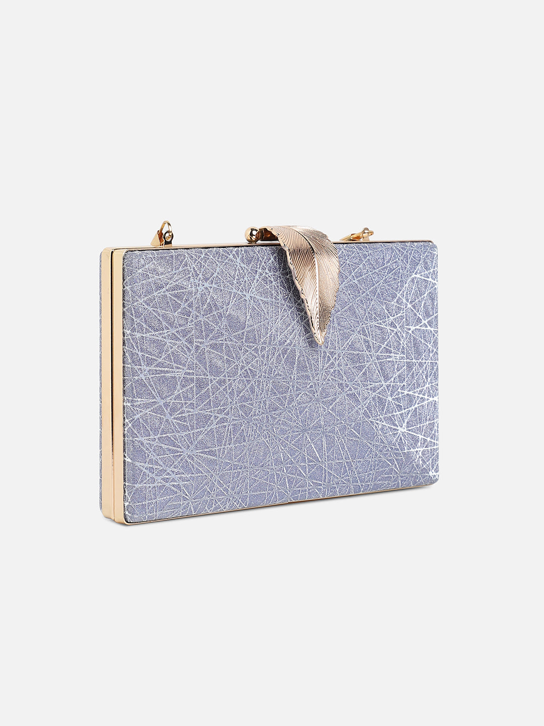 Silver Textured Vegan Leather Clutch