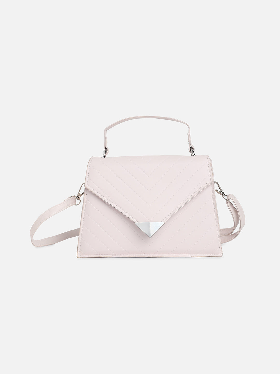 White Solid Vegan Leather Handbag