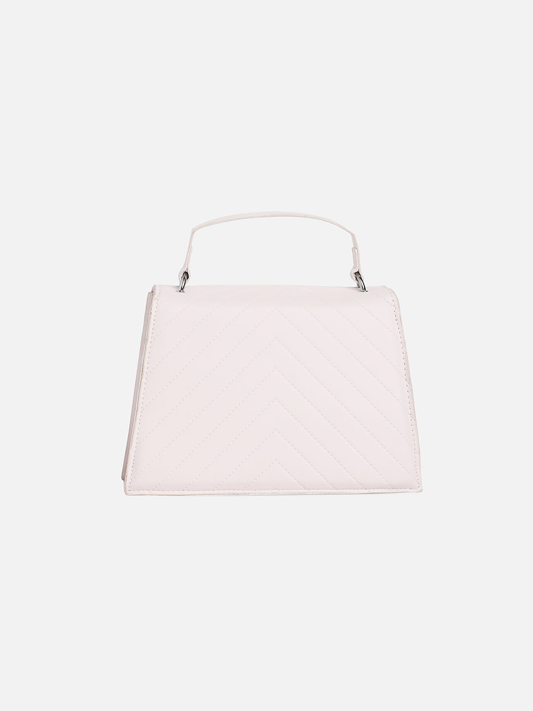 White Solid Vegan Leather Handbag