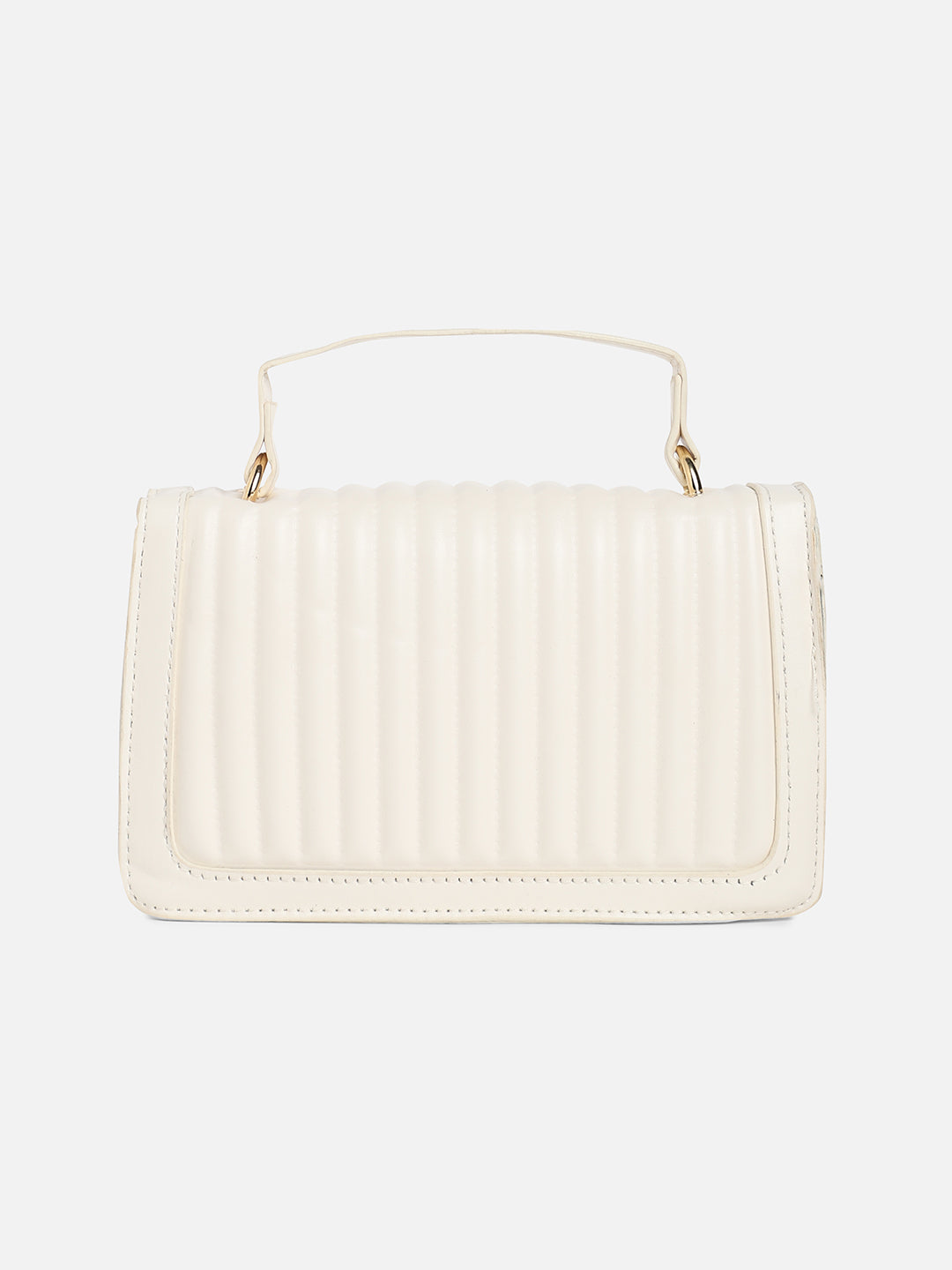 White Solid Vegan Leather Handbag