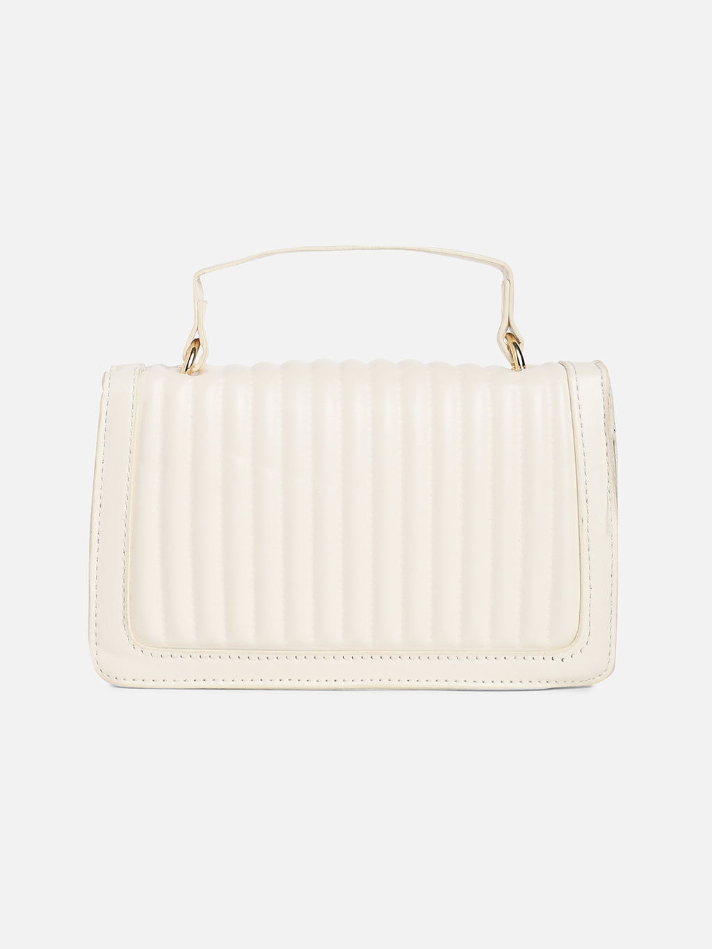 White Solid Vegan Leather Handbag