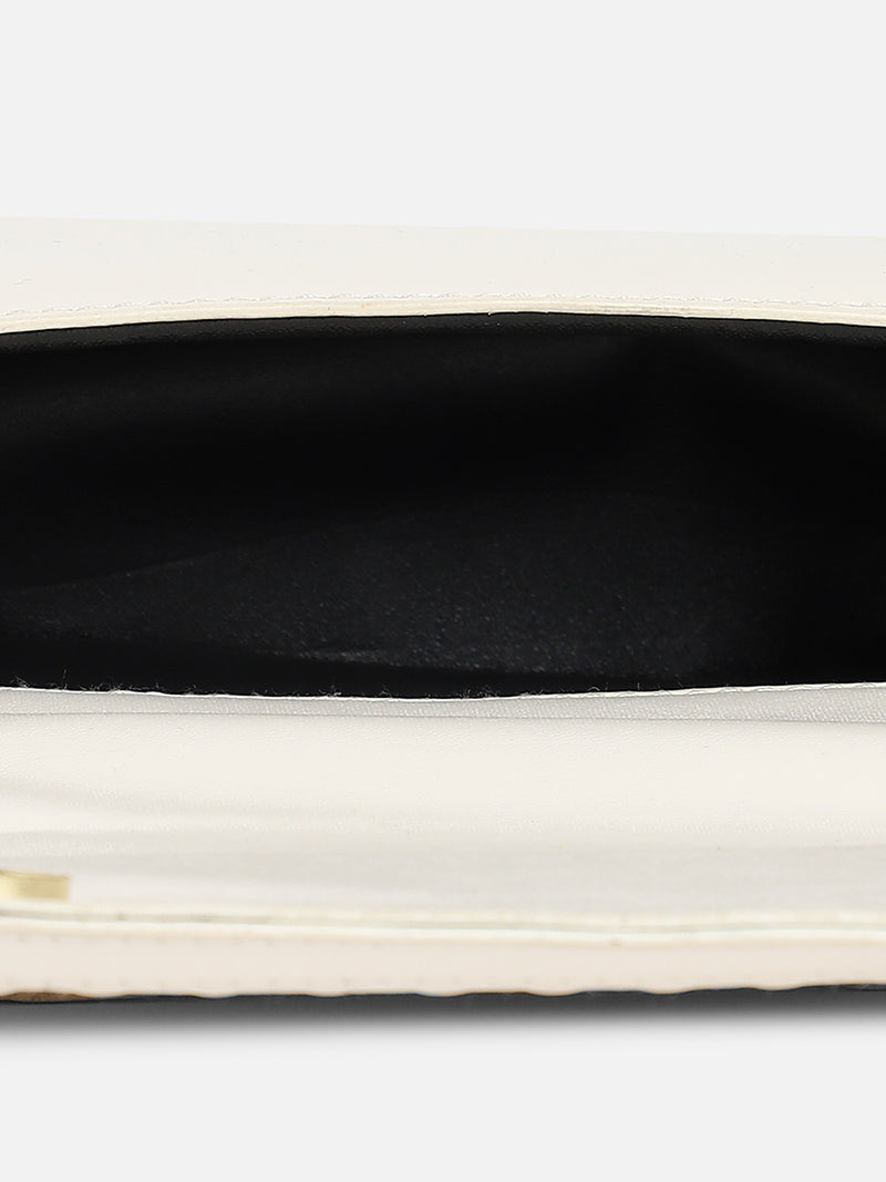 White Solid Vegan Leather Handbag