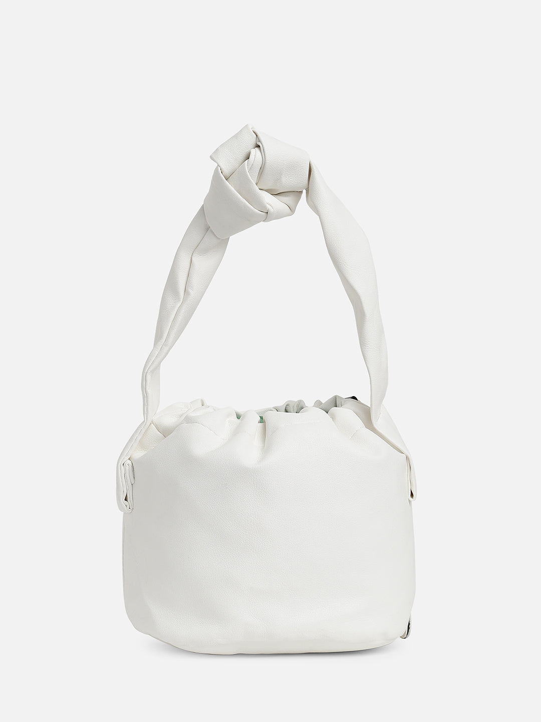 White Solid Vegan Leather Shoulder Bag