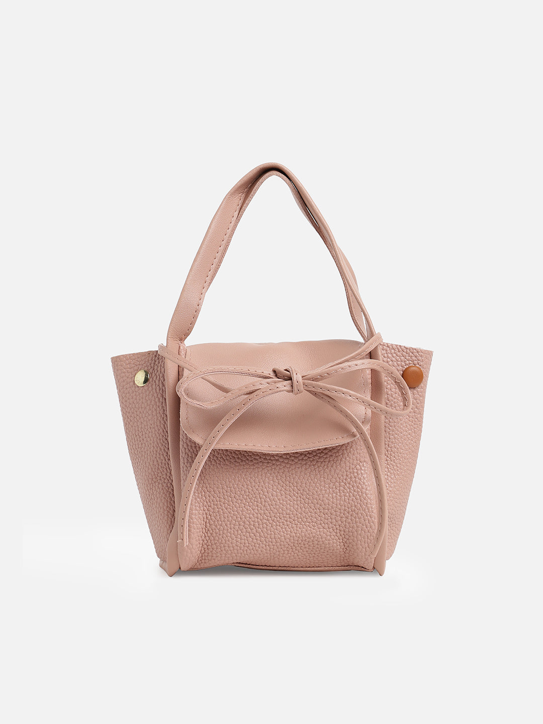 Pink Solid Vegan Leather Handbag