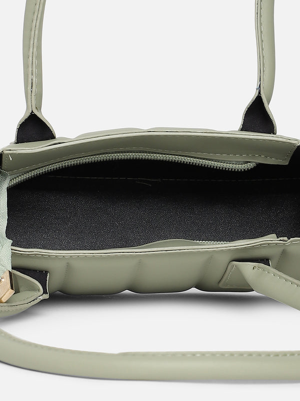 Green Quilted Vegan Leather Shoulder Bag