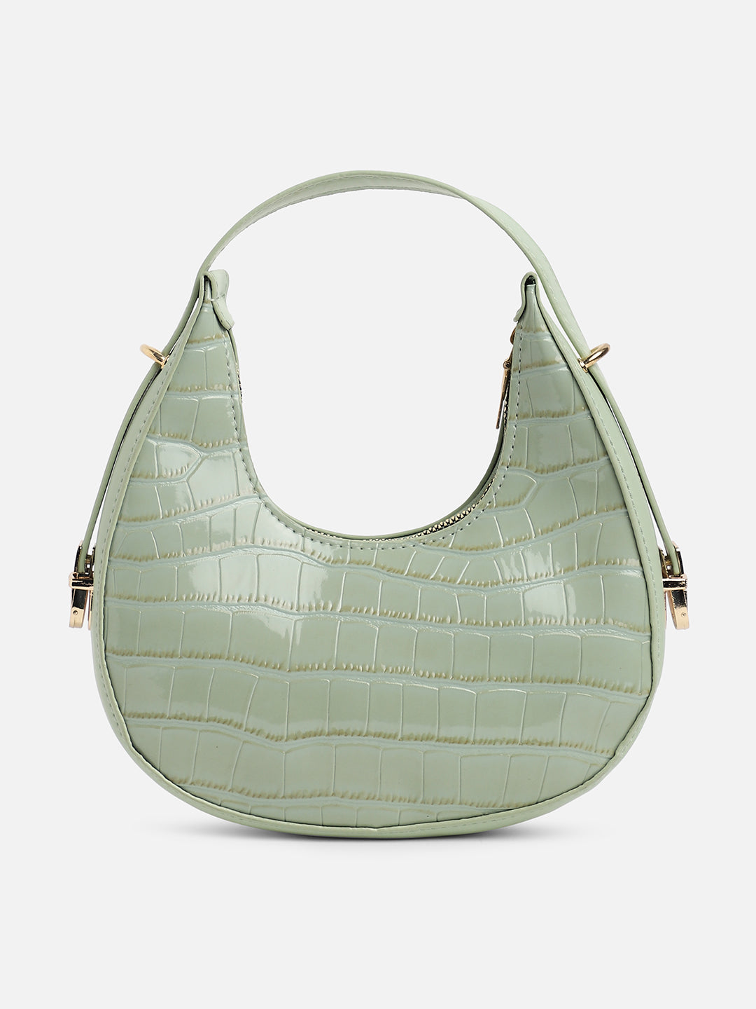 Green Textured Vegan Leather Handbag