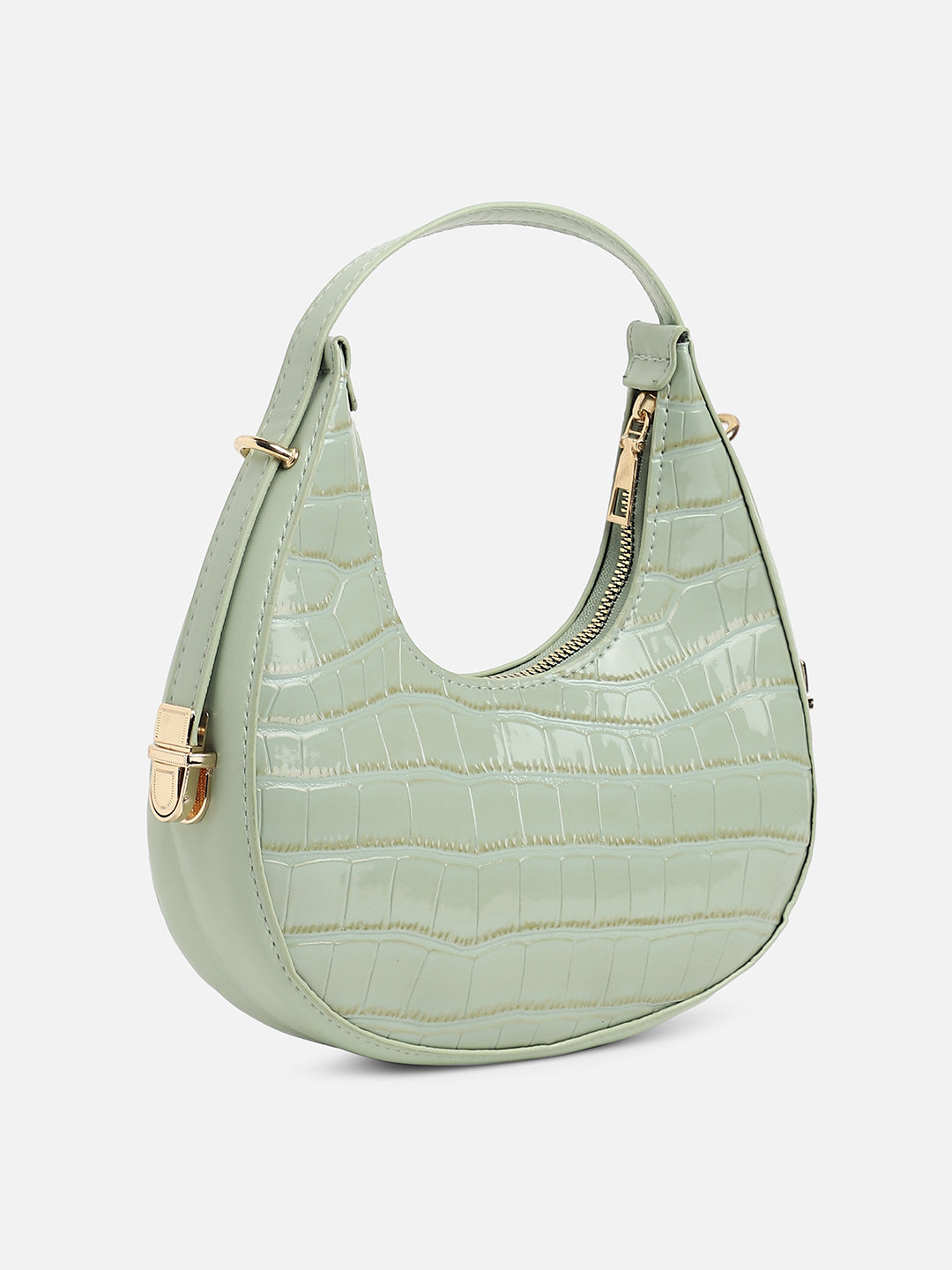 Green Textured Vegan Leather Handbag