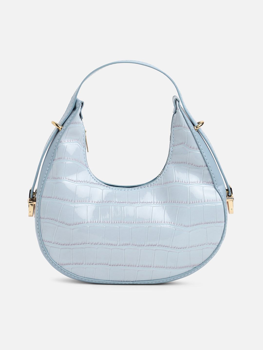 Blue Textured Vegan Leather Handbag