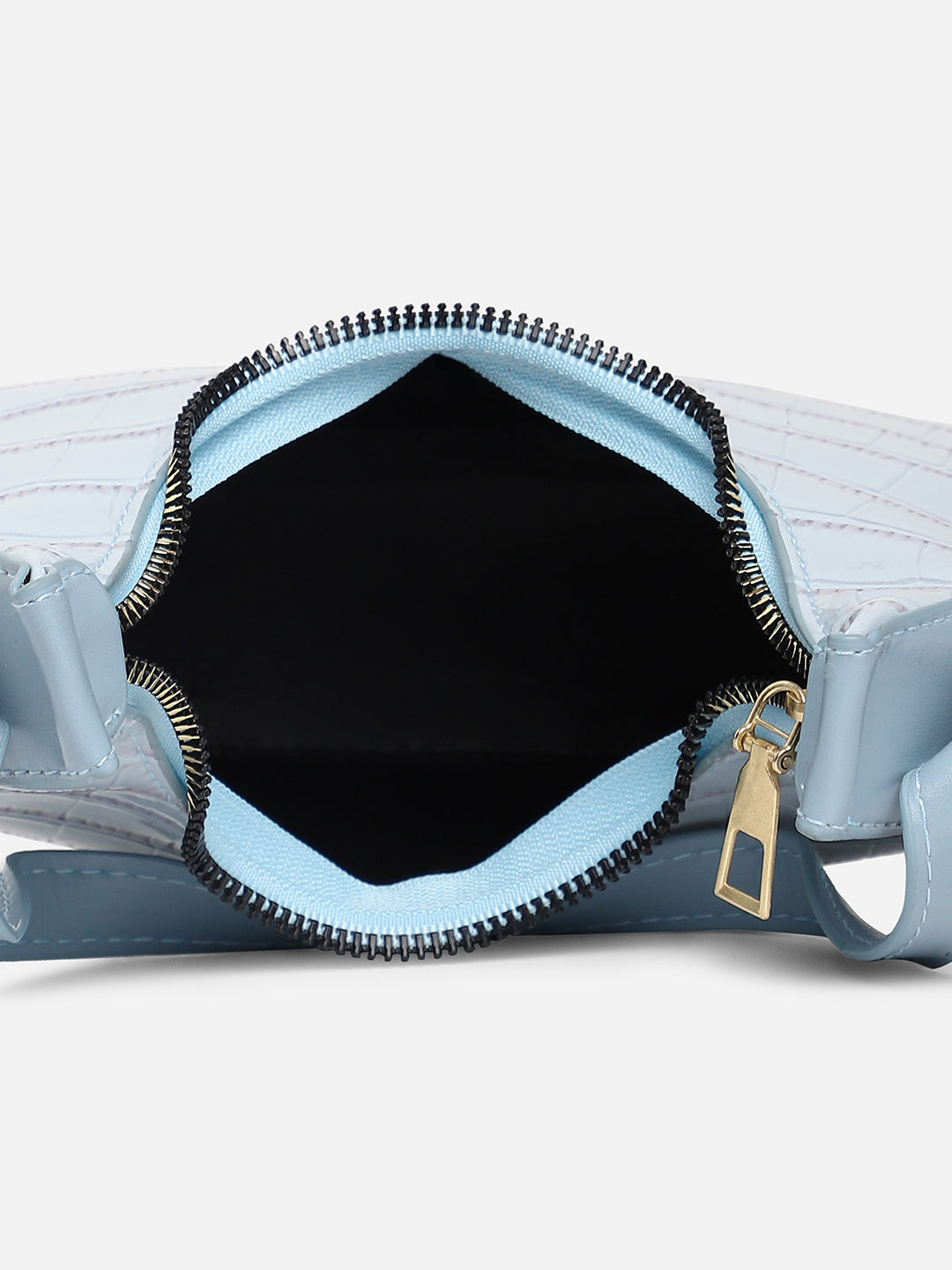 Blue Textured Vegan Leather Handbag