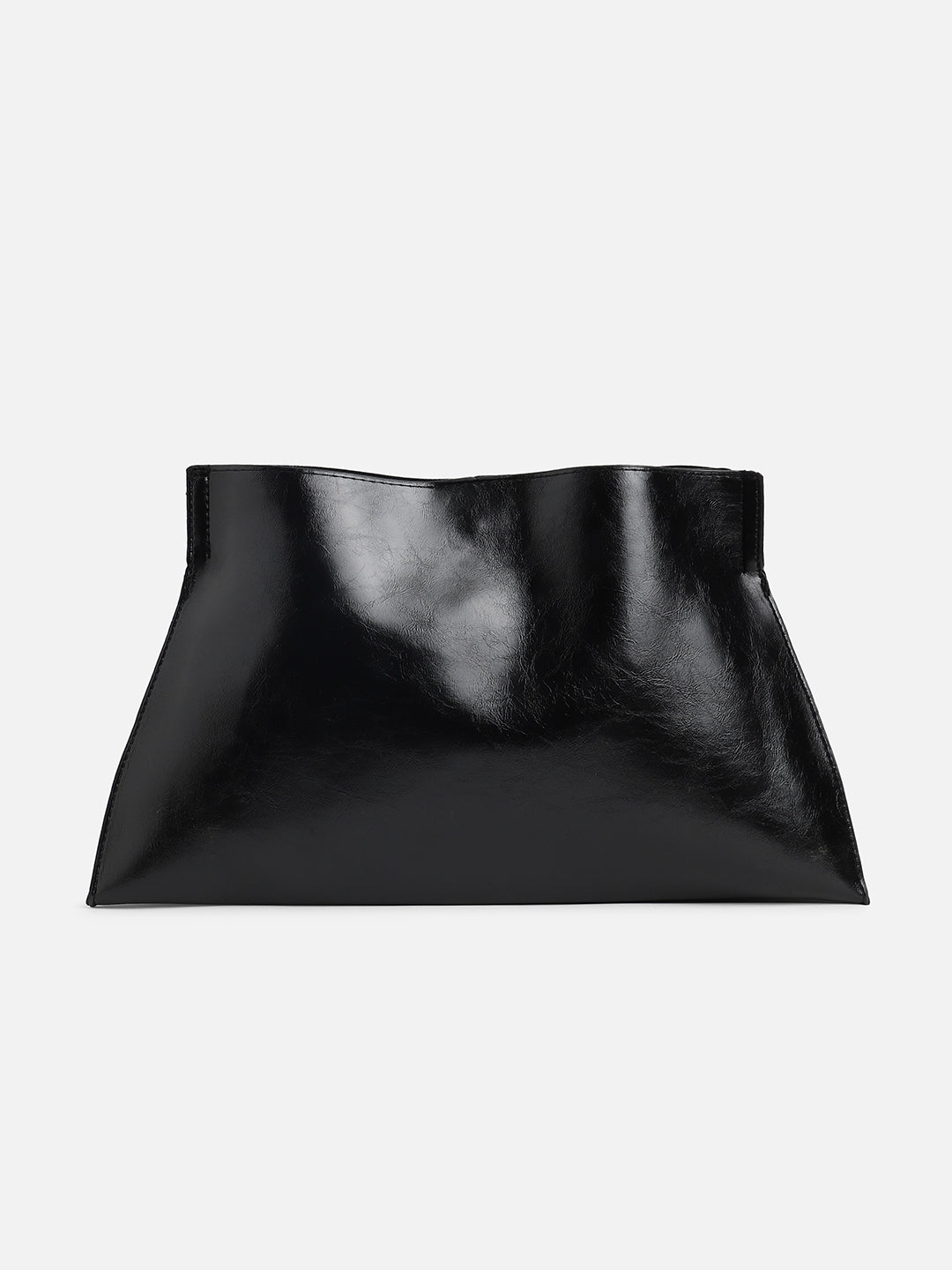 Black Solid Vegan Leather Handbag