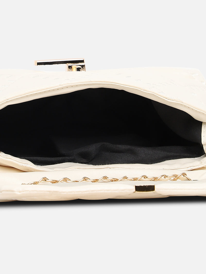 White Quilted Vegan Leather Sling Bag