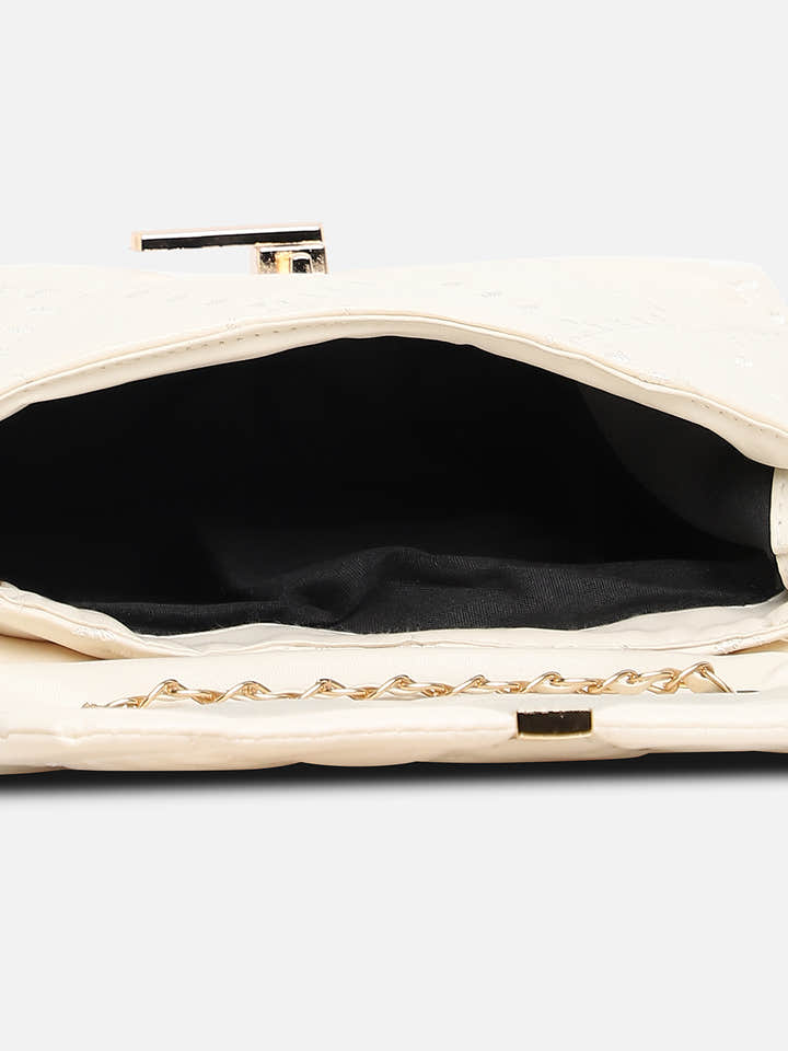 White Quilted Vegan Leather Sling Bag