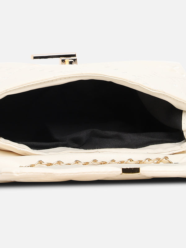White Quilted Vegan Leather Sling Bag